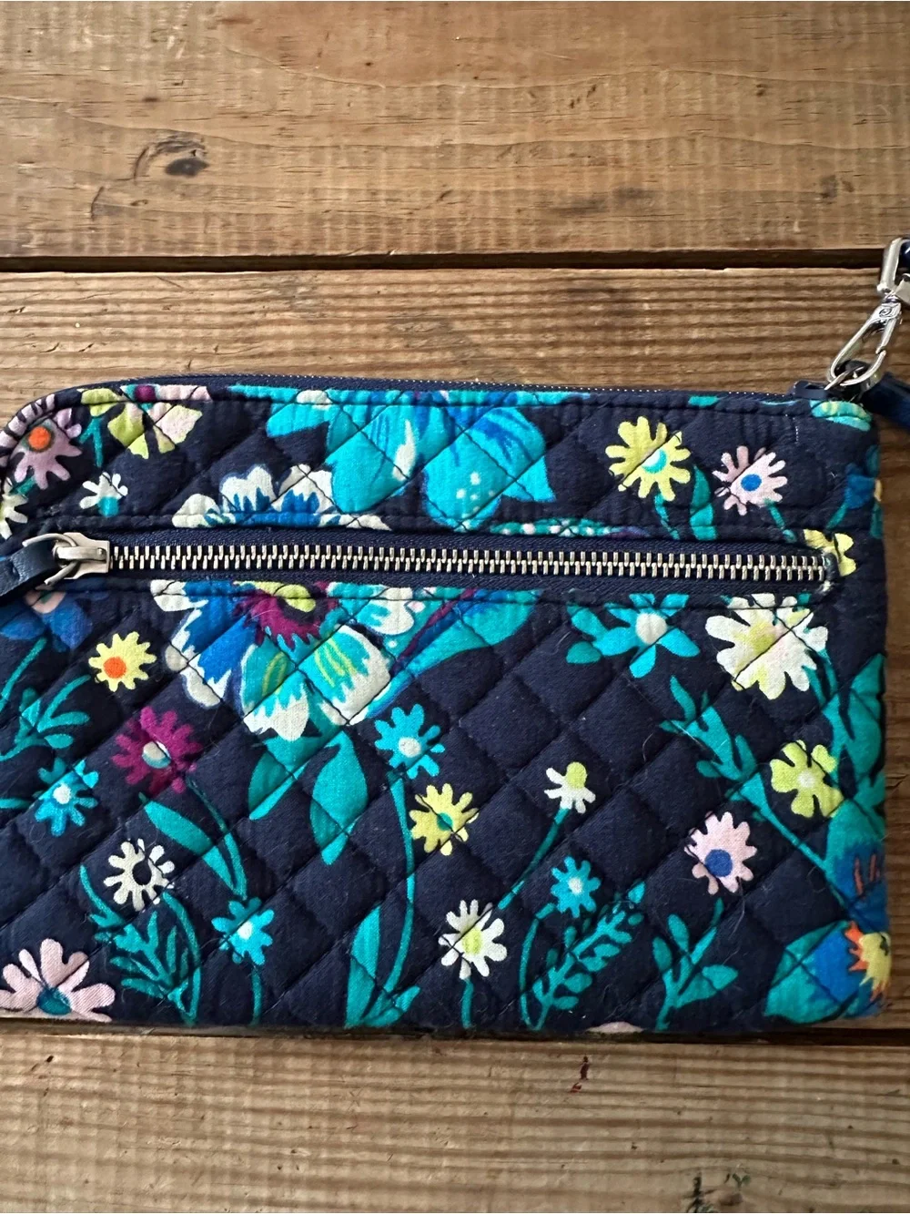 Vera Bradley purse wallet wristlet blue floral wildflowers Cottagecore clutch